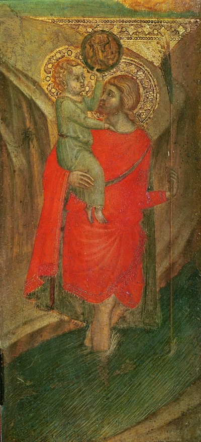 Triptych of the Virgin and Child (left panel: Saint Christopher) by Pietro Lorenzetti
